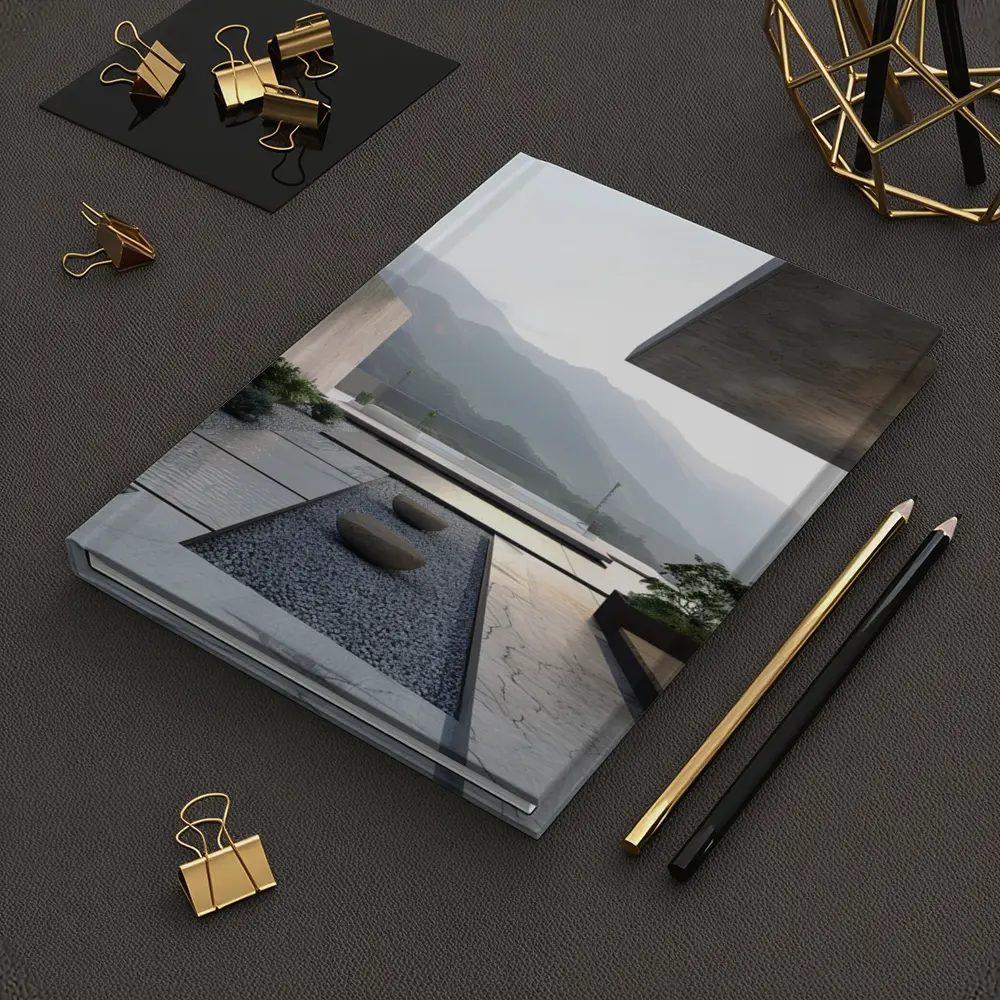 Minimalist Concrete Courtyard Mountain Landscape View – Notebooks