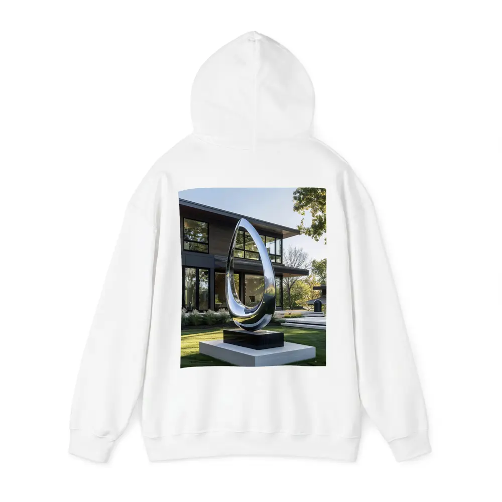 Polished Chrome Loop Sculpture Modern House Garden – Hoodies