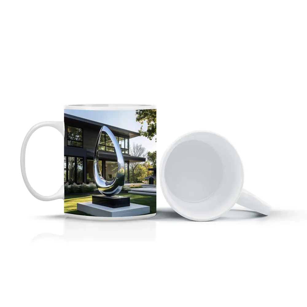 Polished Chrome Loop Sculpture Modern House Garden – Mugs