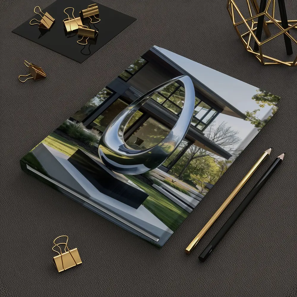Polished Chrome Loop Sculpture Modern House Garden – Notebooks