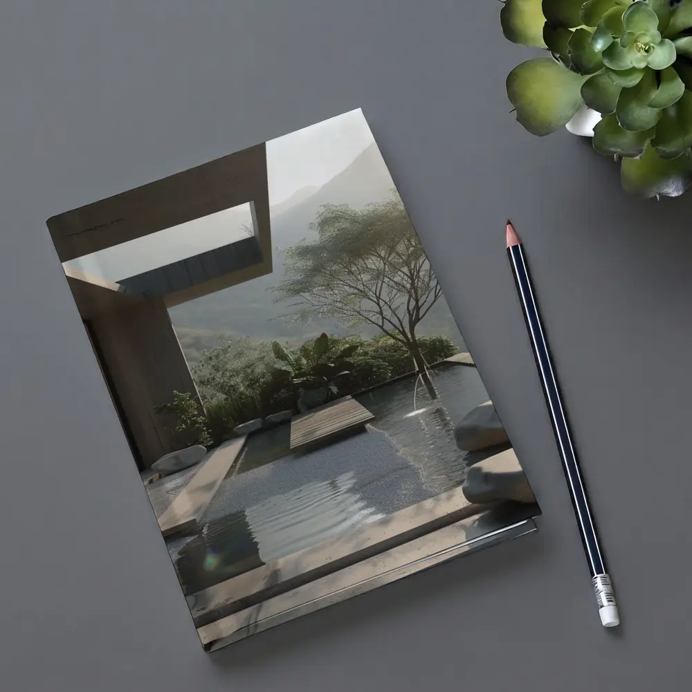Modern Zen Courtyard Pool Mountain View – Notebooks