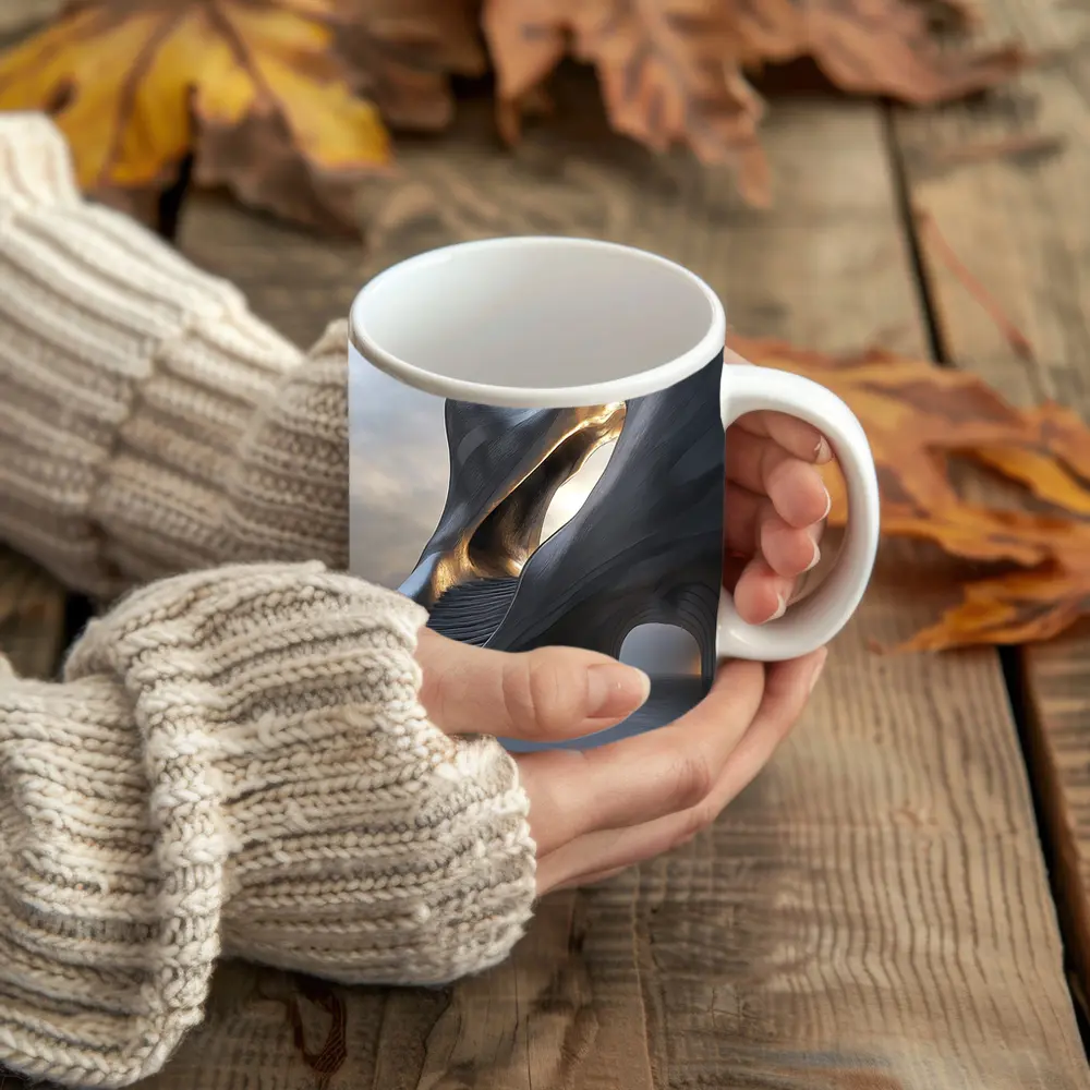 Futuristic Organic Architecture Gold Light Structure – Mugs