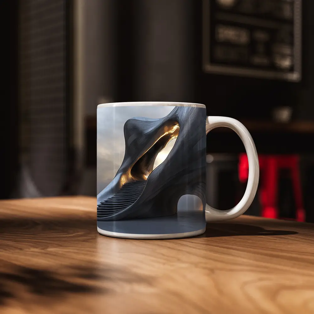 Futuristic Organic Architecture Gold Light Structure – Mugs