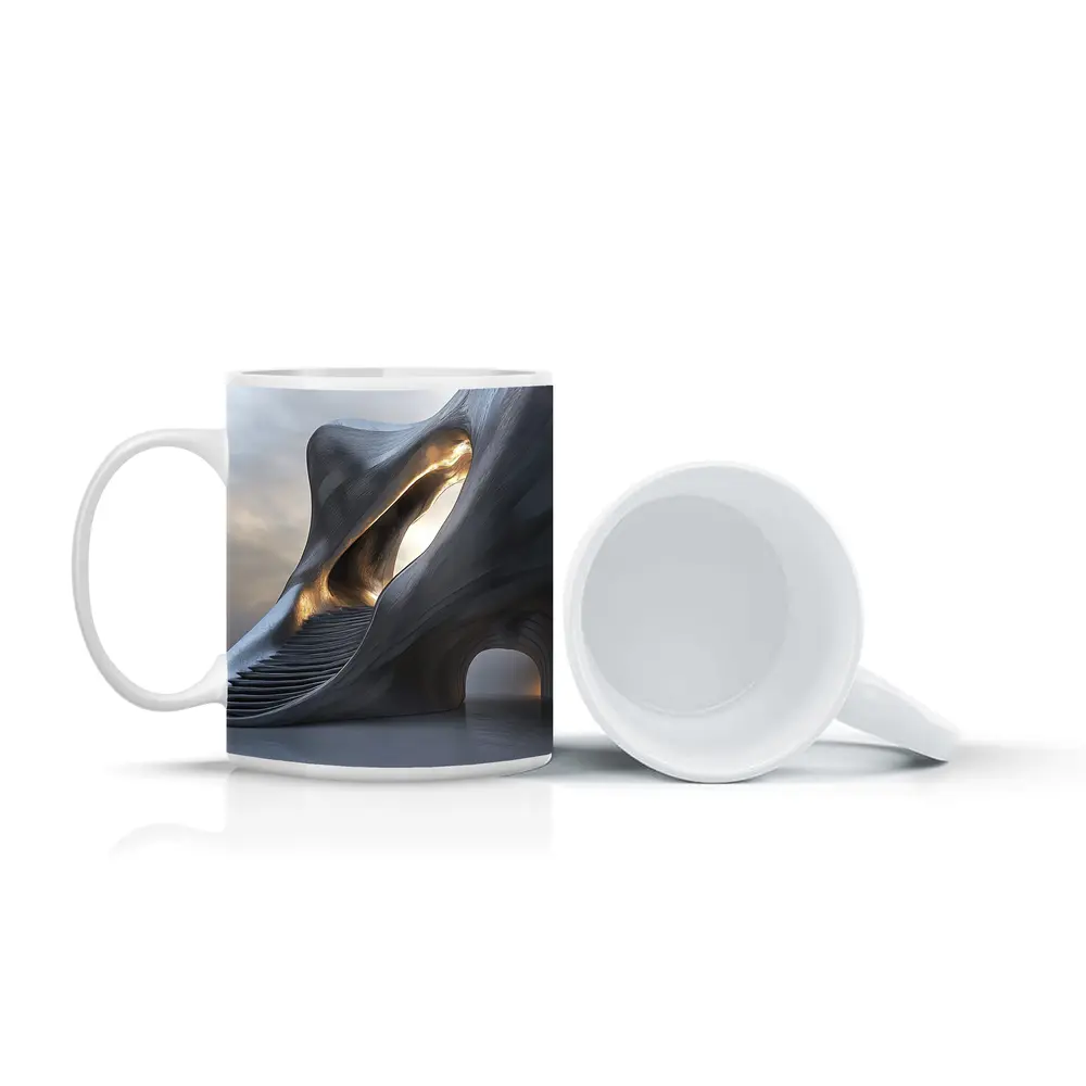 Futuristic Organic Architecture Gold Light Structure – Mugs