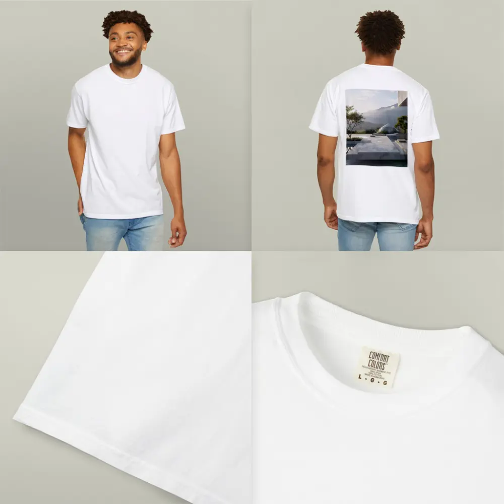 Minimalist Concrete Garden Architecture Mountain Backdrop – T-Shirts