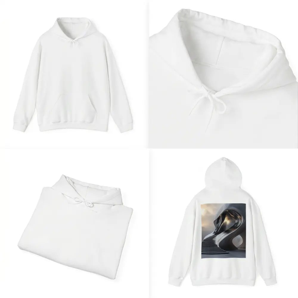 Futuristic Sculptural Architecture Cloudy Sky Art – Hoodies