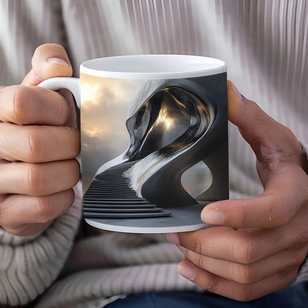 Futuristic Sculptural Architecture Cloudy Sky Art – Mugs