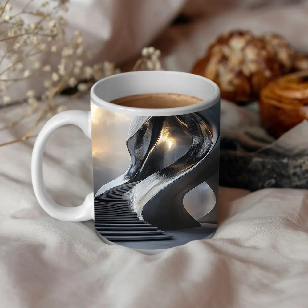 Futuristic Sculptural Architecture Cloudy Sky Art – Mugs