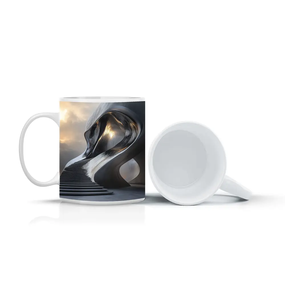 Futuristic Sculptural Architecture Cloudy Sky Art – Mugs