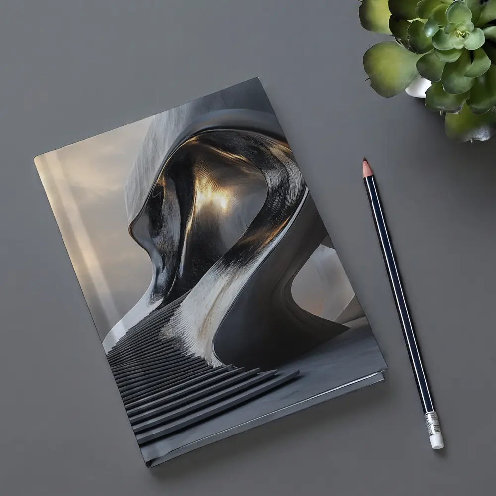 Futuristic Sculptural Architecture Cloudy Sky Art – Notebooks