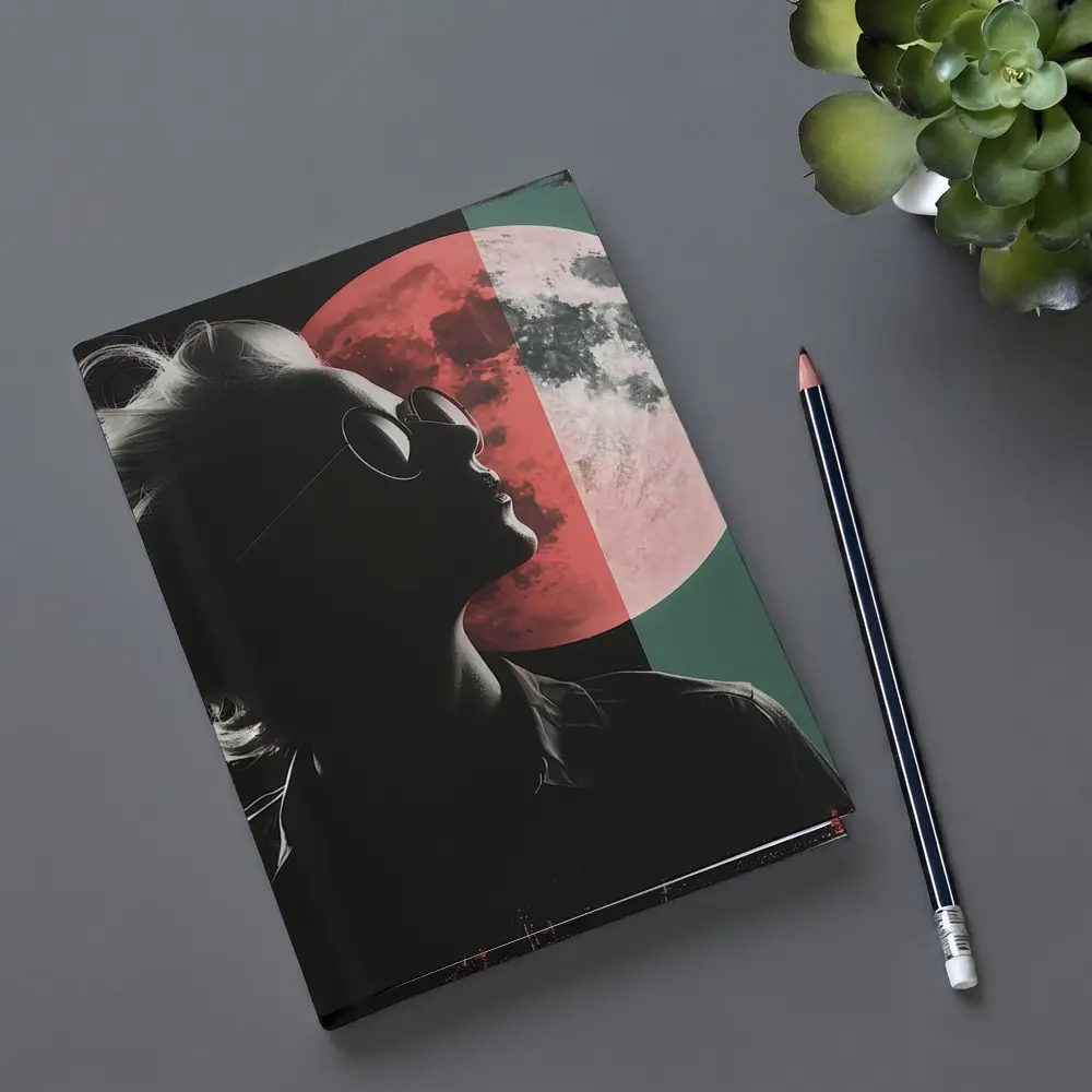 Woman Silhouette Pink Moon Pop Art – Notebooks