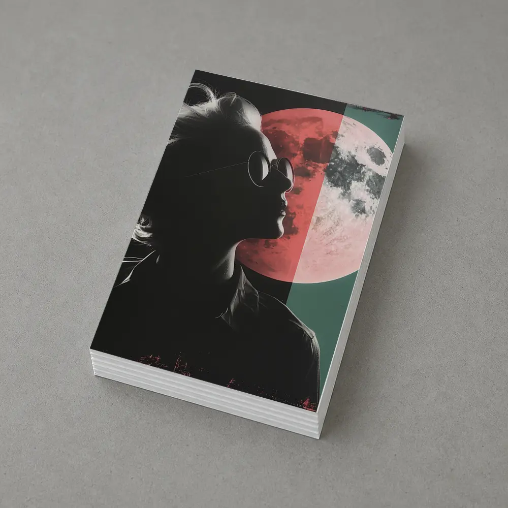 Woman Silhouette Pink Moon Pop Art – Postcards