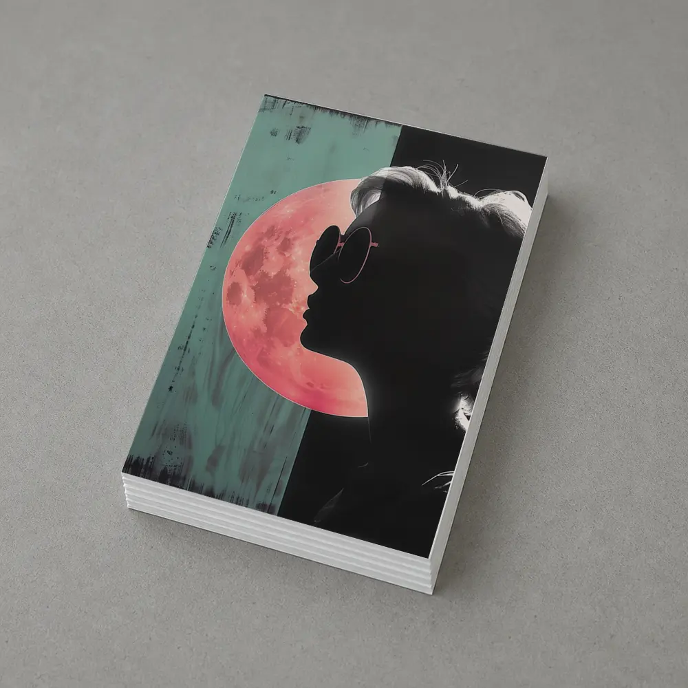 Woman Silhouette Pink Moon Teal Pop Art – Postcards