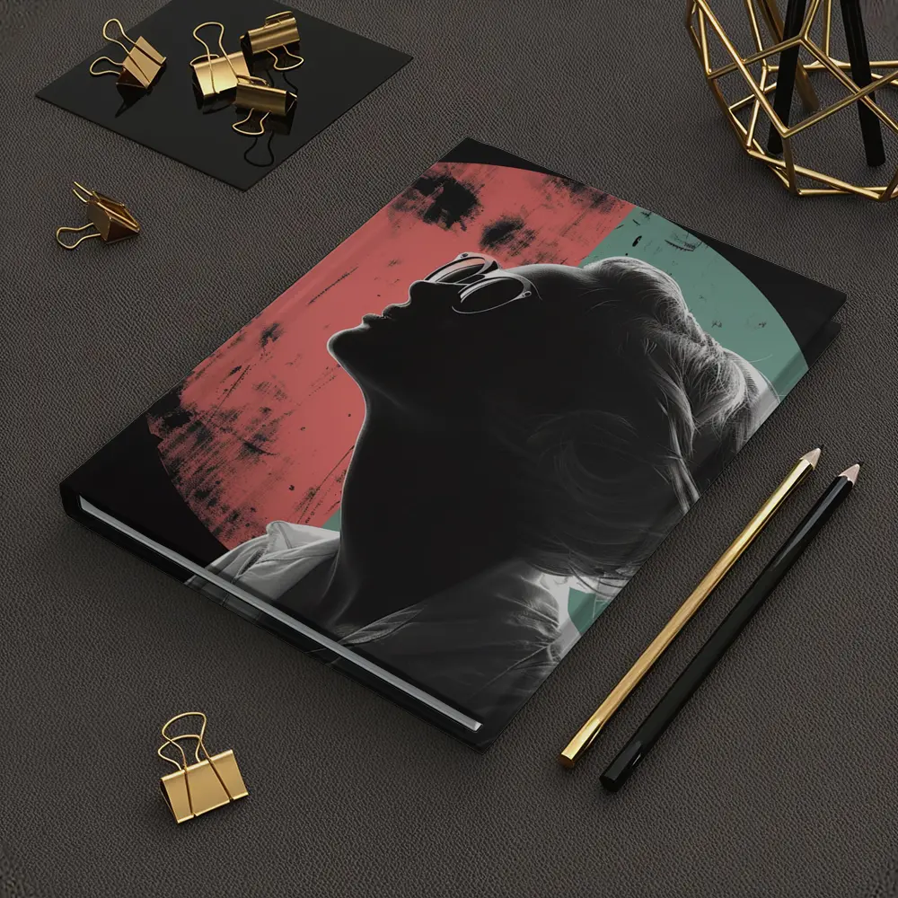 Woman Silhouette Pop Art Circle Background – Notebooks