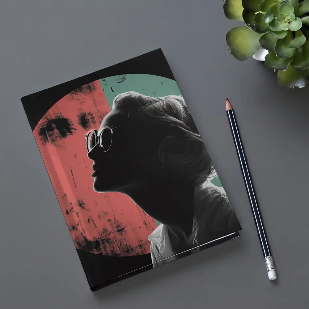 Woman Silhouette Pop Art Circle Background – Notebooks