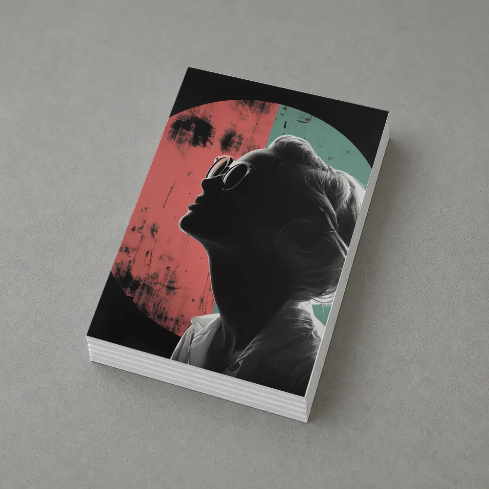 Woman Silhouette Pop Art Circle Background – Postcards