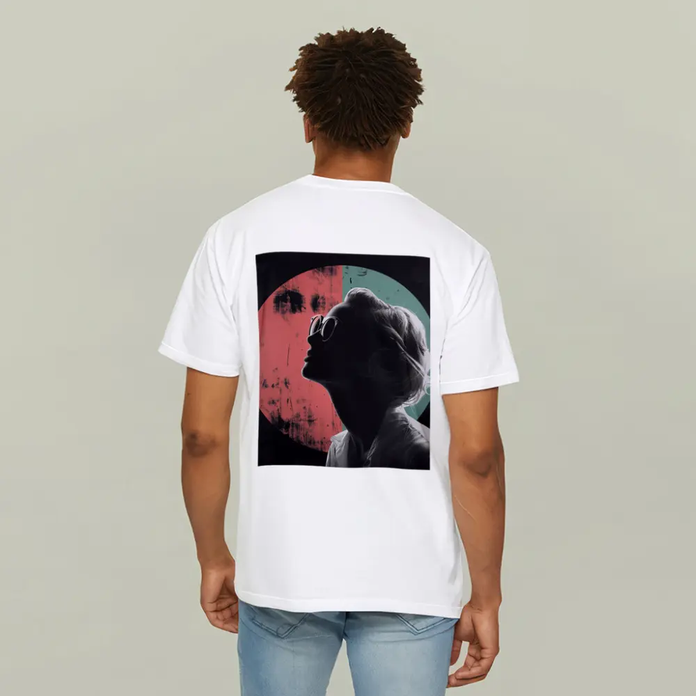 Woman Silhouette Pop Art Circle Background – T-Shirts