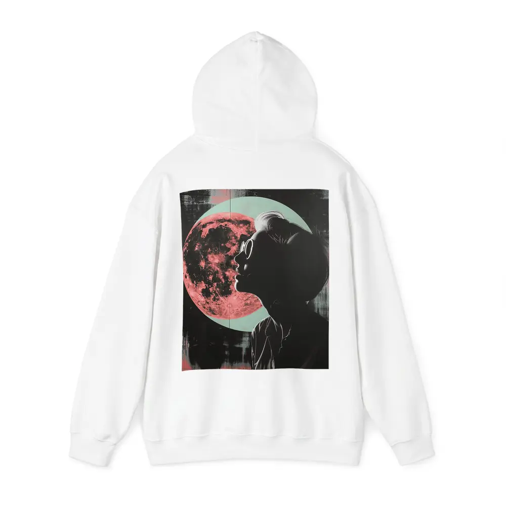 Woman Silhouette Pink Moon Dark Background – Hoodies