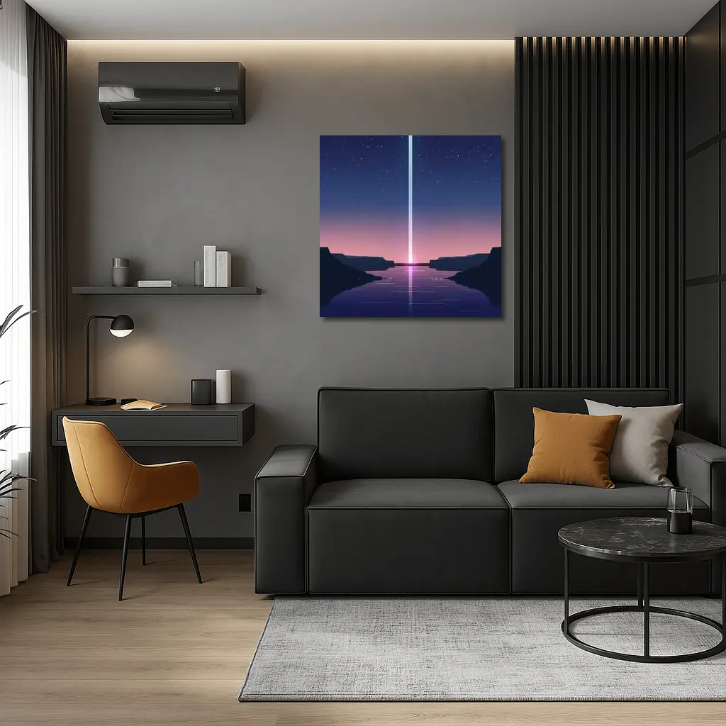 Minimalist Starry Night Canyon Light Beam – Wall Art