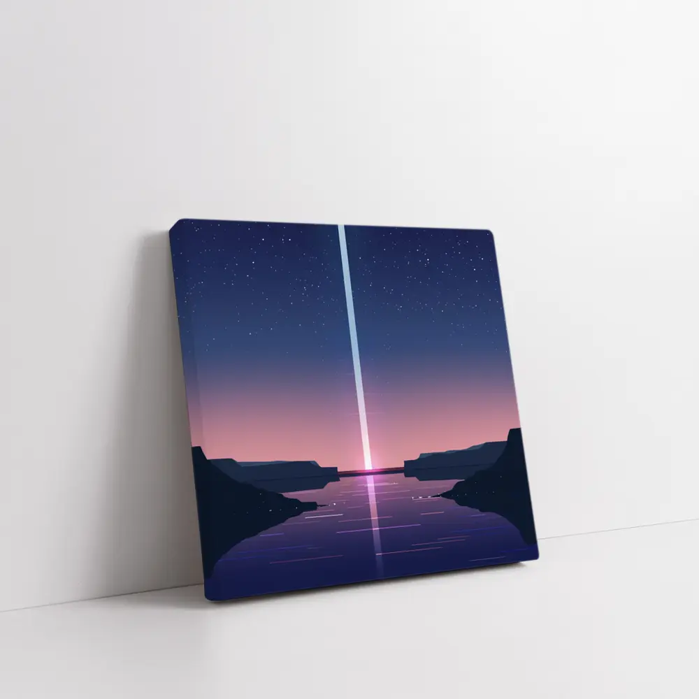 Minimalist Starry Night Canyon Light Beam – Wall Art