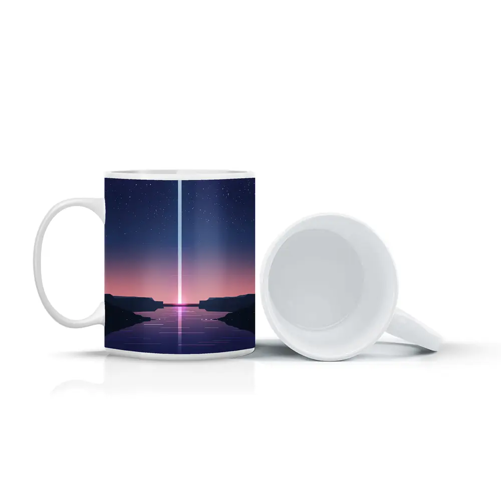 Minimalist Starry Night Canyon Light Beam – Mugs
