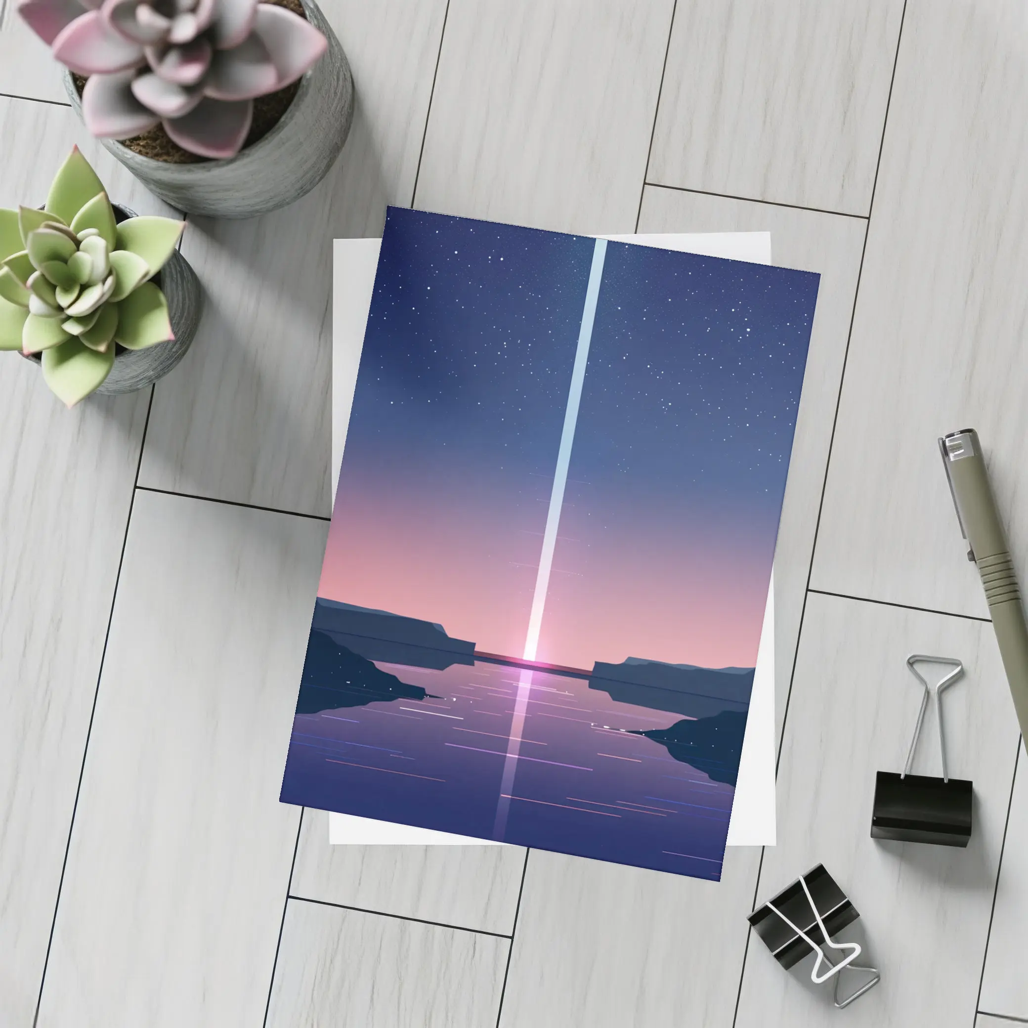Minimalist Starry Night Canyon Light Beam – Postcards