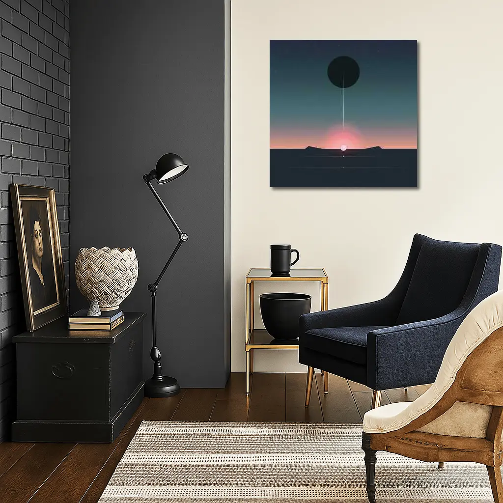 Minimalist Sunset Eclipse Dark Sky Art – Wall Art