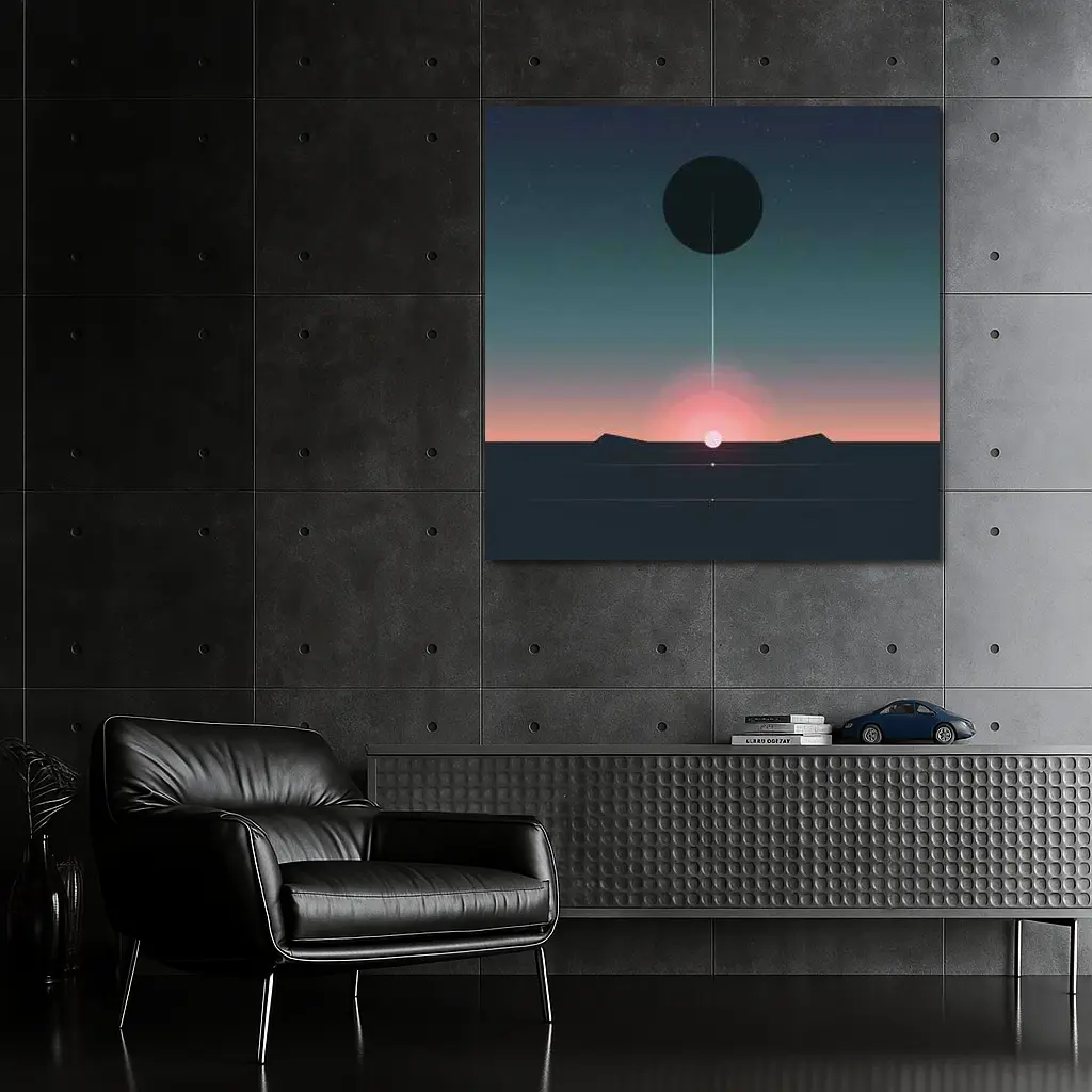 Minimalist Sunset Eclipse Dark Sky Art – Wall Art