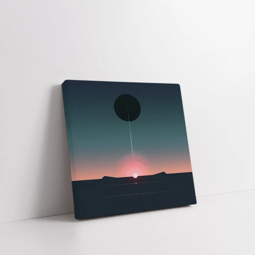 Minimalist Sunset Eclipse Dark Sky Art – Wall Art
