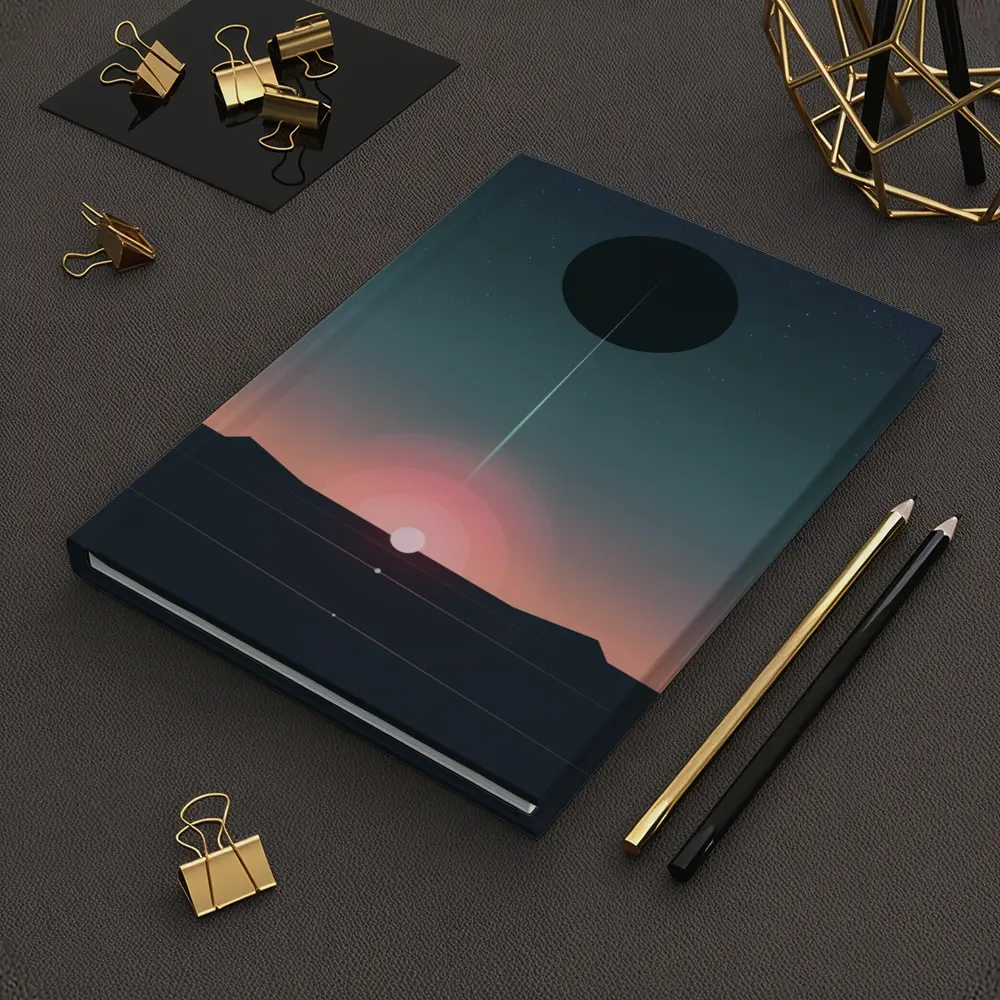 Minimalist Sunset Eclipse Dark Sky Art – Notebooks