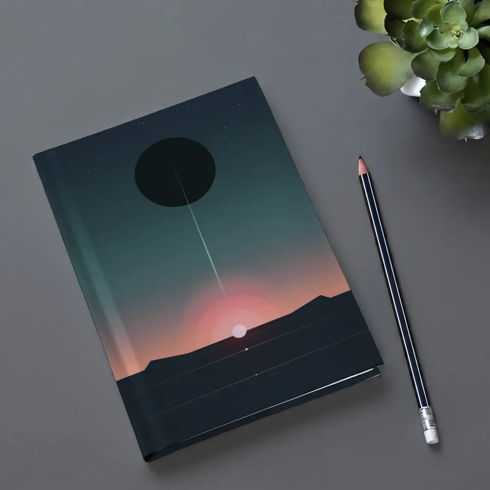 Minimalist Sunset Eclipse Dark Sky Art – Notebooks