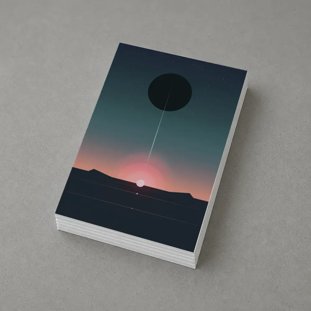 Minimalist Sunset Eclipse Dark Sky Art – Postcards