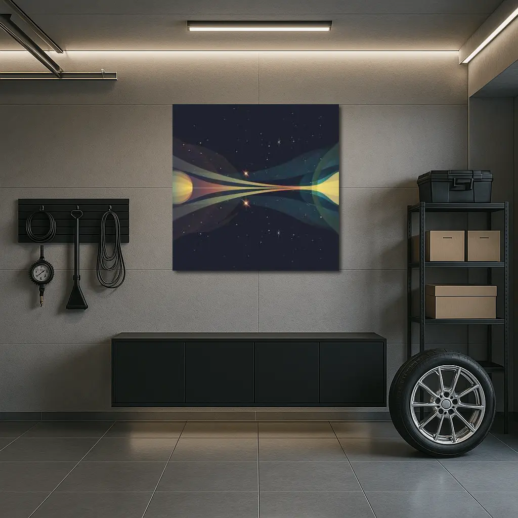 Two Planets Colliding Beams Dark Space – Wall Art