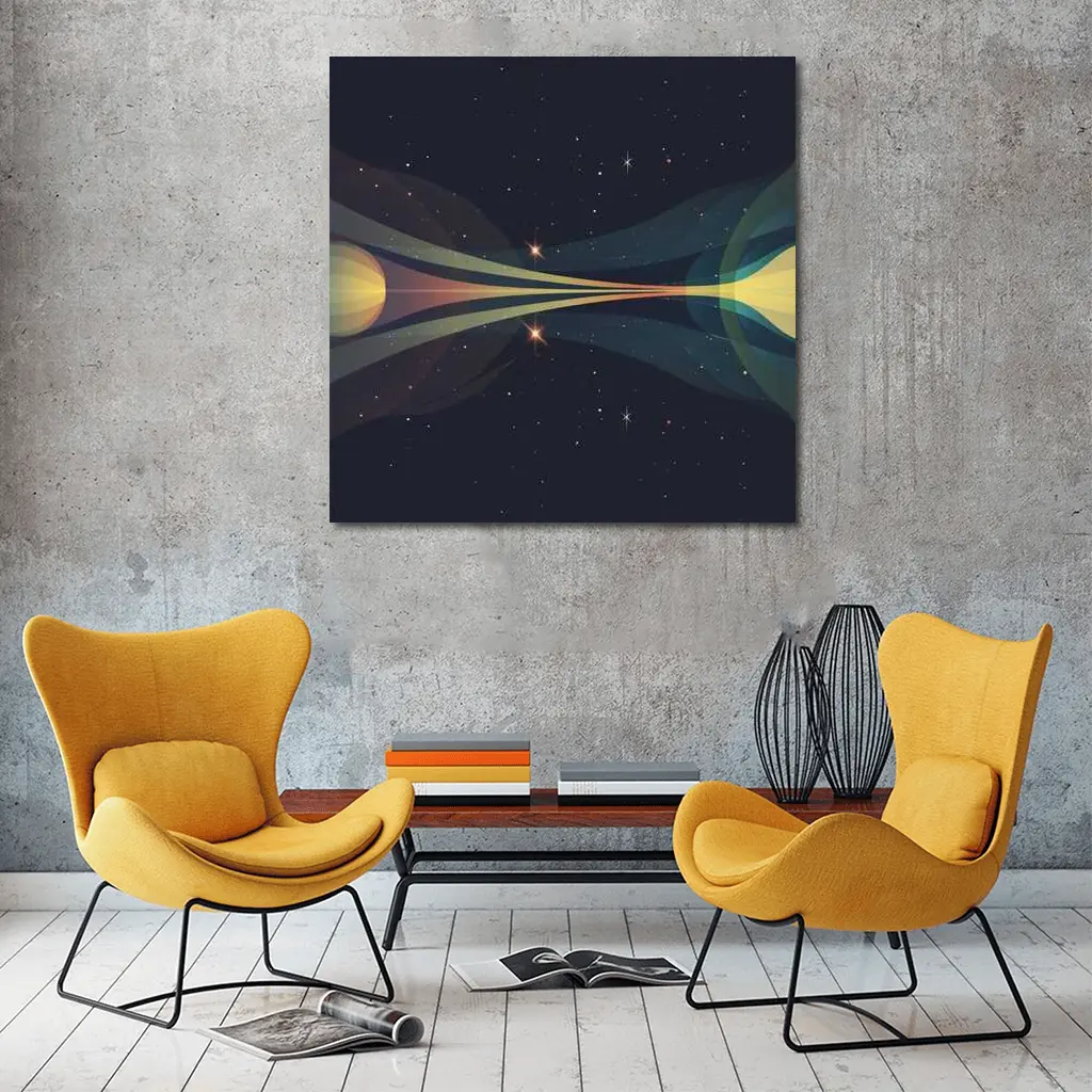 Two Planets Colliding Beams Dark Space – Wall Art