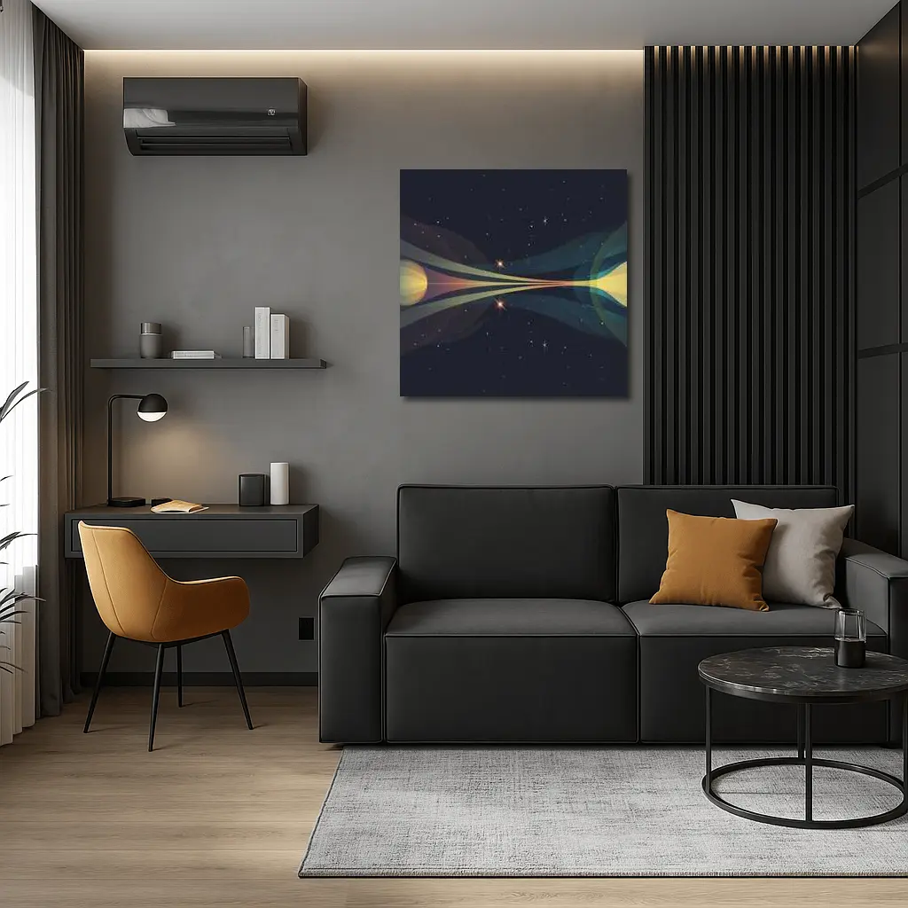 Two Planets Colliding Beams Dark Space – Wall Art