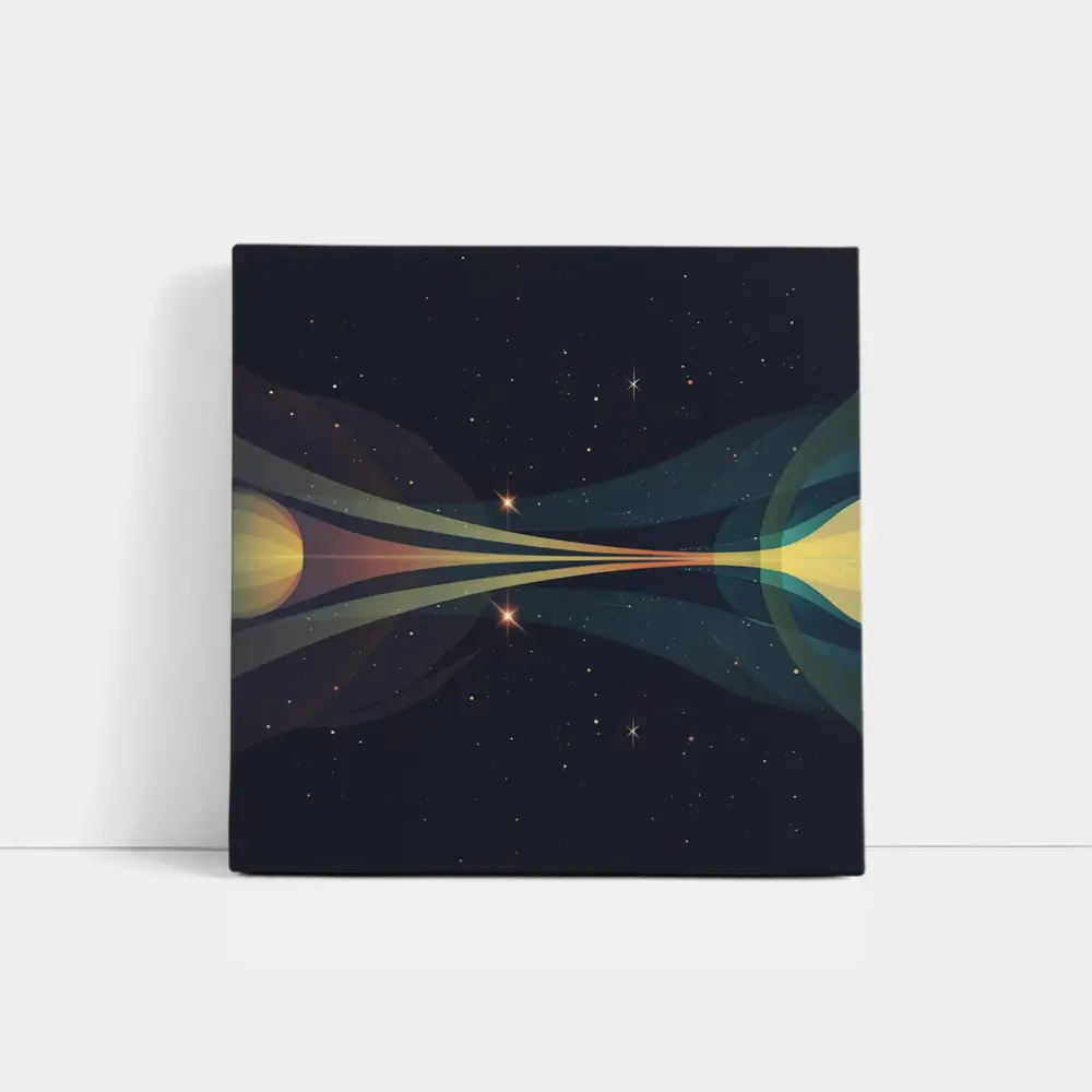 Two Planets Colliding Beams Dark Space – Wall Art