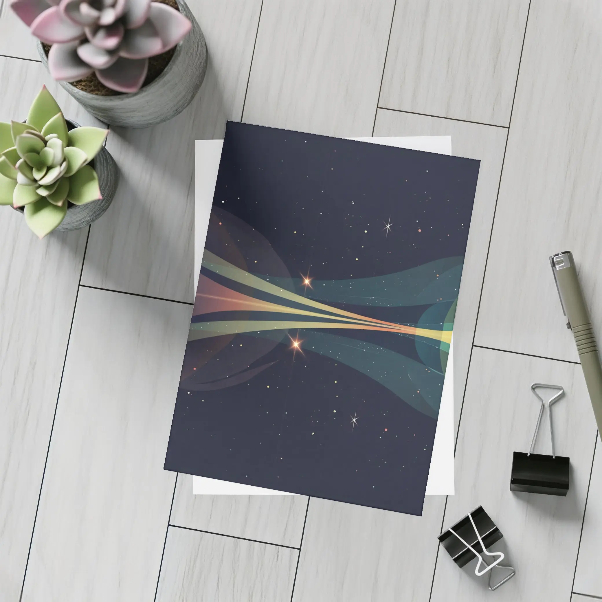 Two Planets Colliding Beams Dark Space – Postcards