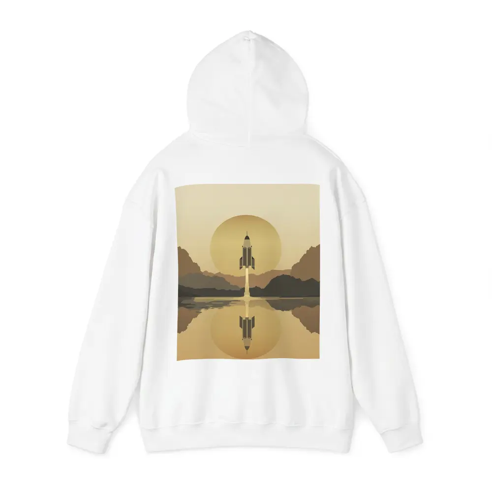 Rocket Launch Minimalist Mars Desert Landscape – Hoodies