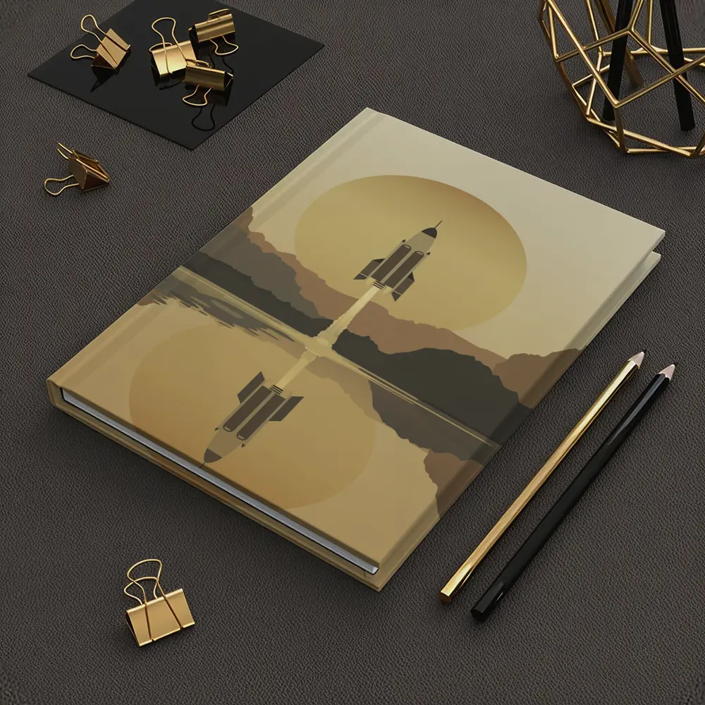 Rocket Launch Minimalist Mars Desert Landscape – Notebooks