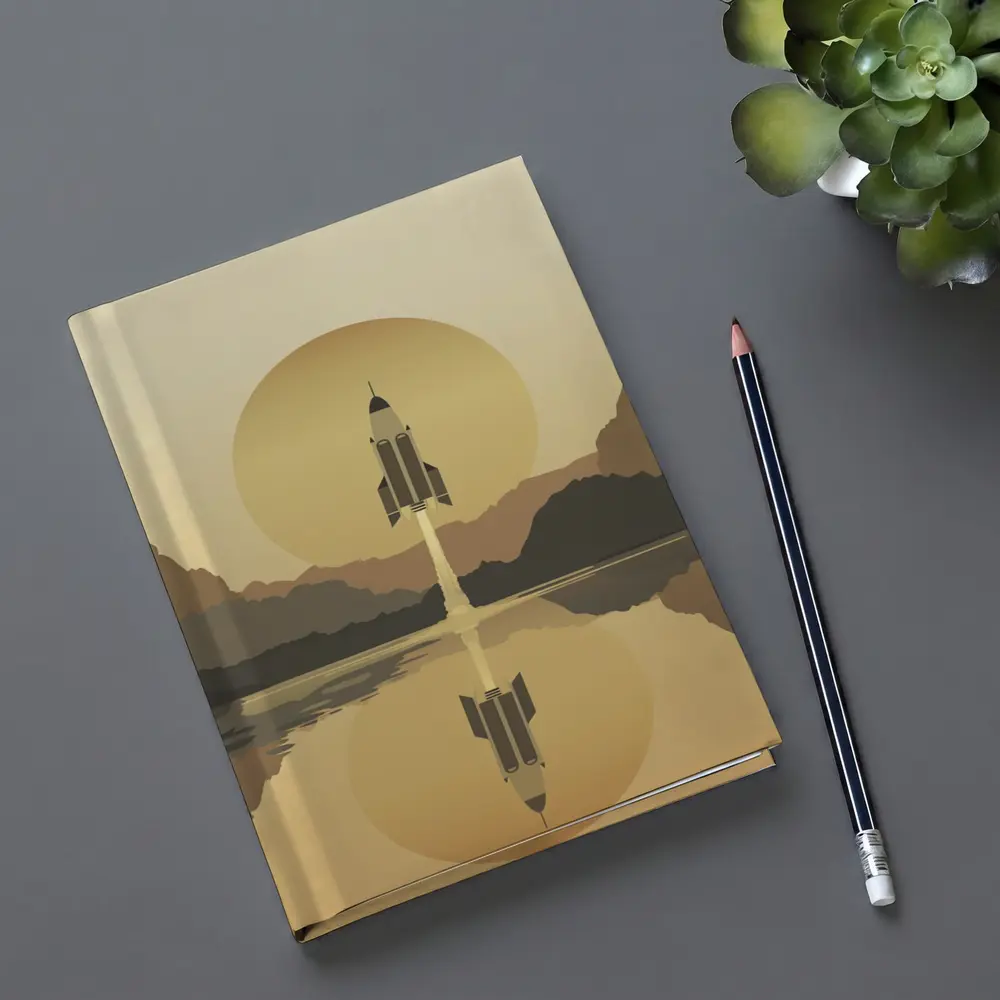 Rocket Launch Minimalist Mars Desert Landscape – Notebooks