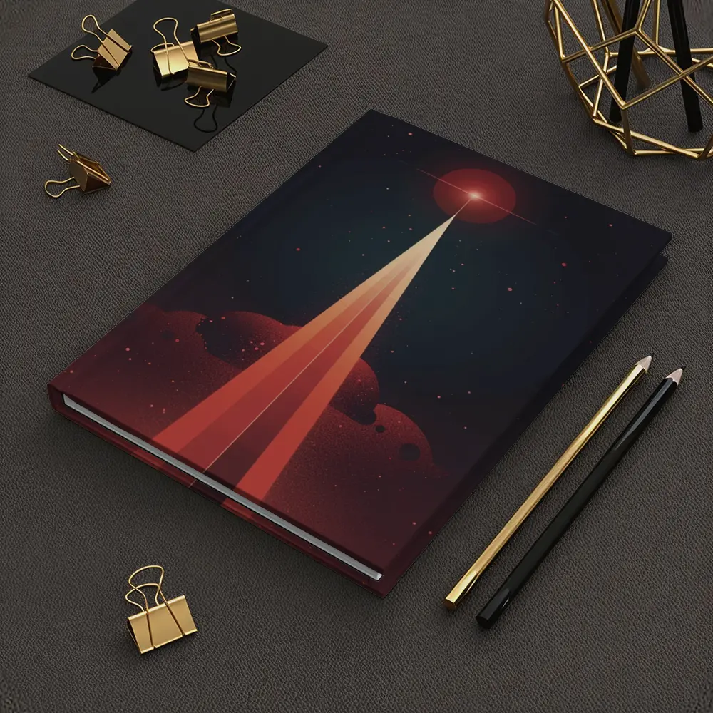 Red Planet Space Beam Retro Cosmic Art – Notebooks