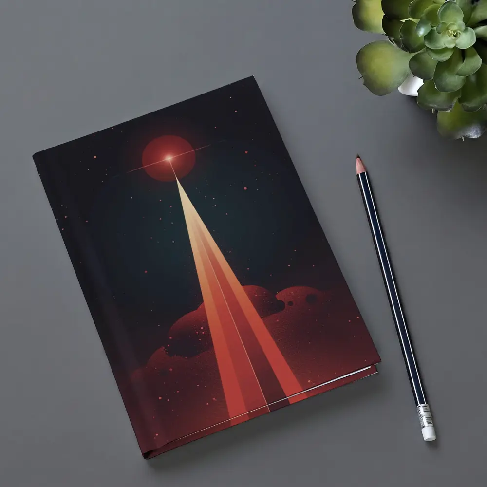 Red Planet Space Beam Retro Cosmic Art – Notebooks