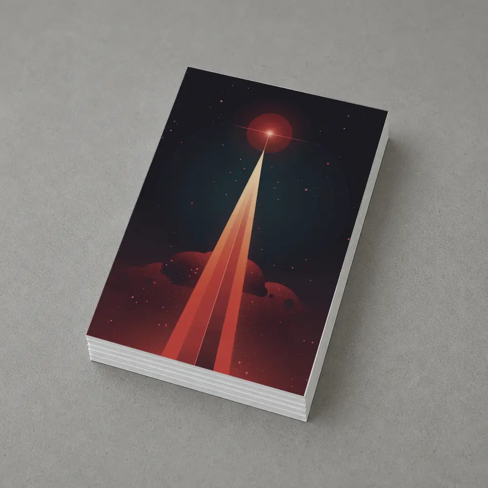 Red Planet Space Beam Retro Cosmic Art – Postcards