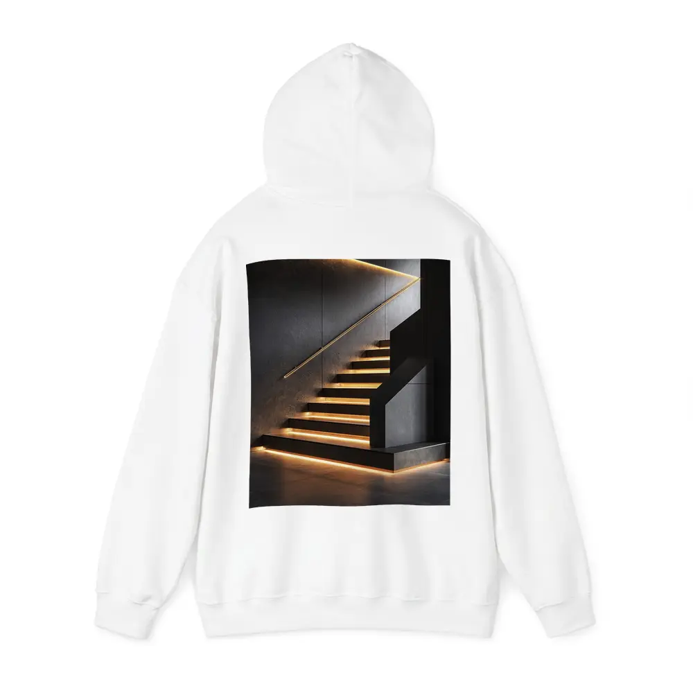 Modern Black Staircase With Gold LED Lighting – Hoodies