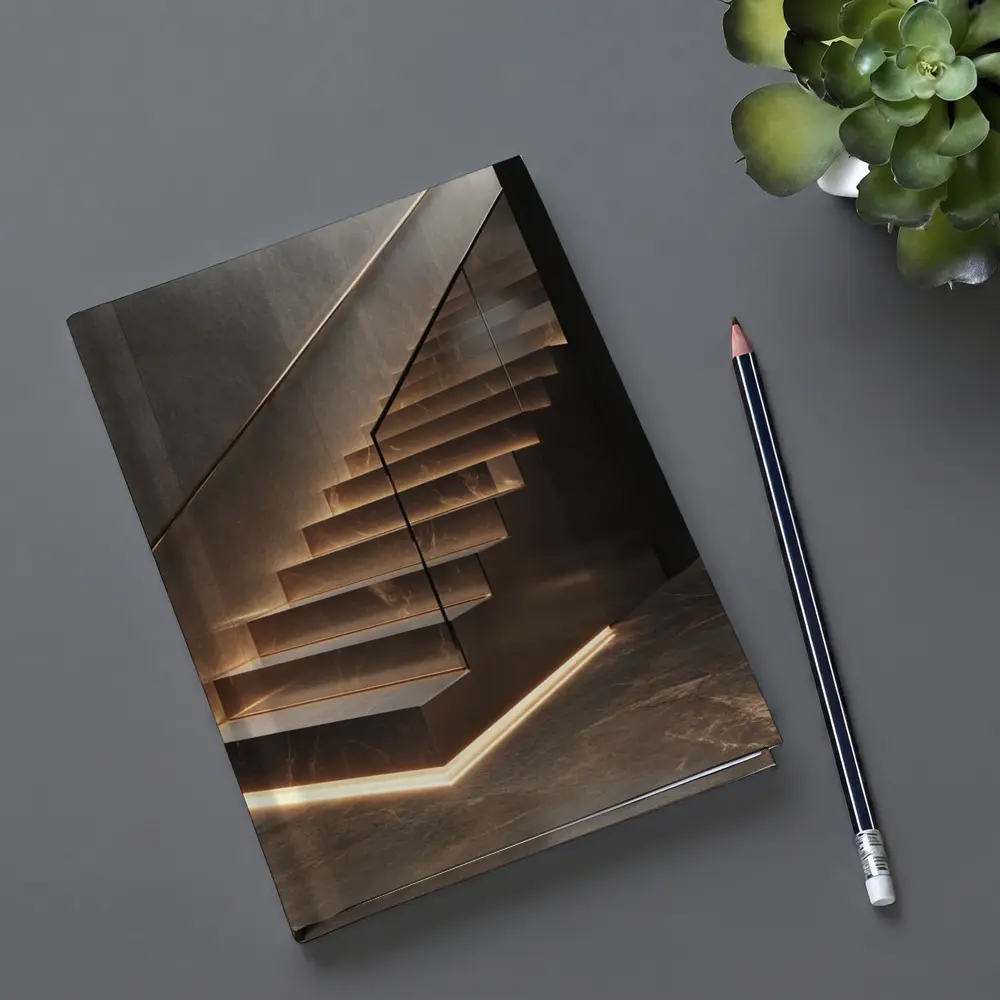Marble Floating Staircase With LED Strip Lighting – Notebooks