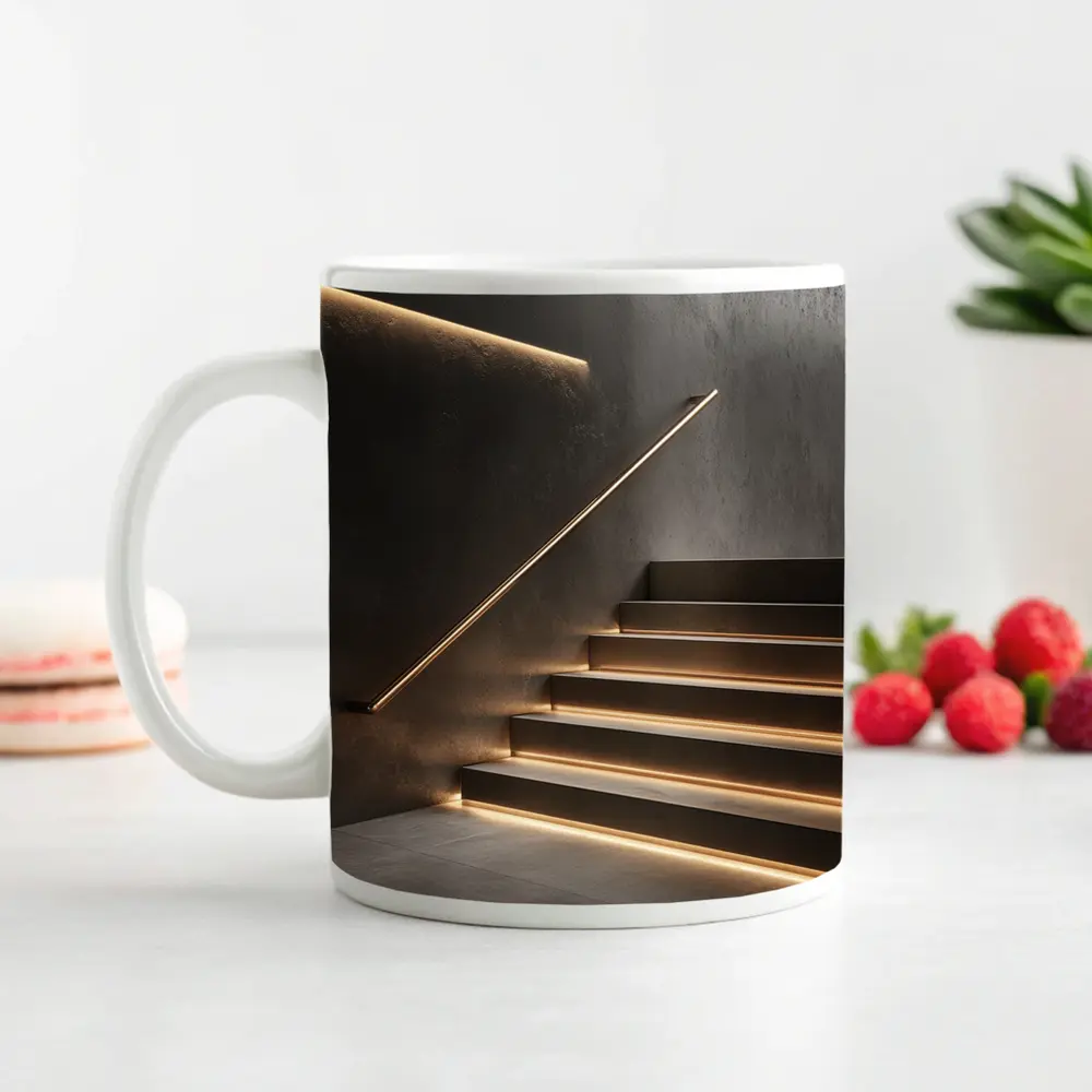Modern Staircase Warm LED Strip Lighting Interior – Mugs