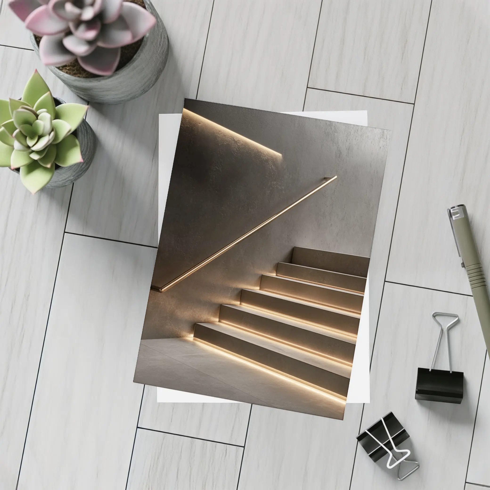 Modern Staircase Warm LED Strip Lighting Interior – Postcards