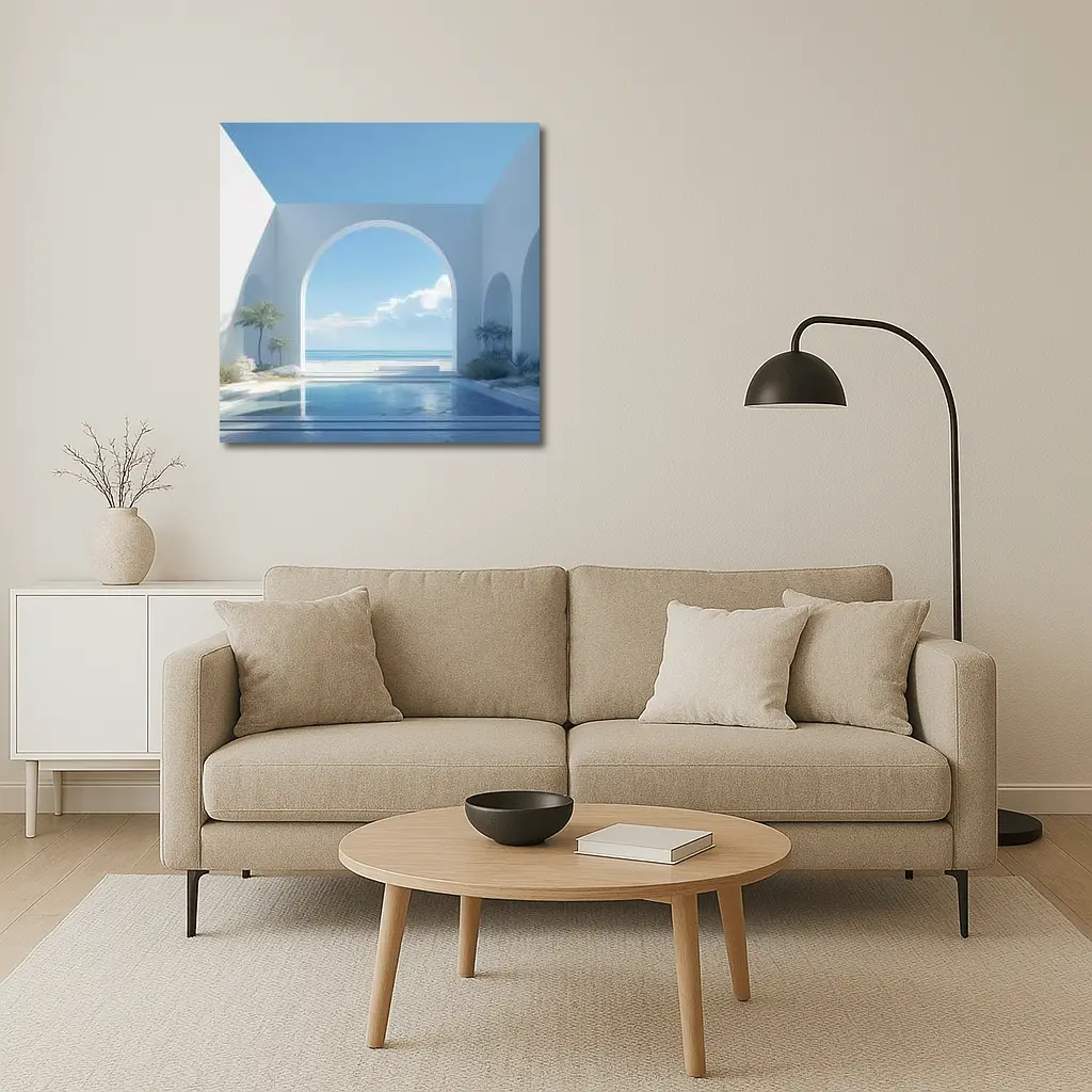 White Arch Pool Overlooking Blue Ocean – Wall Art