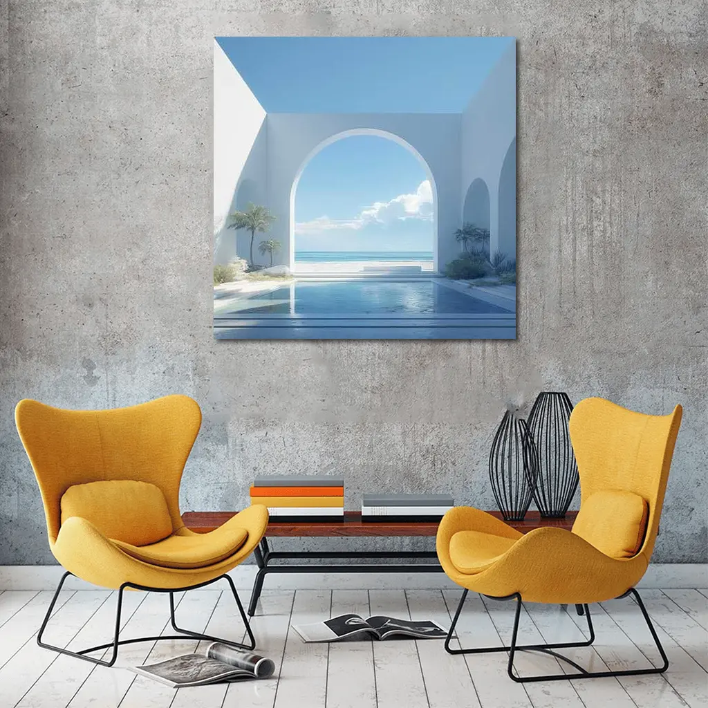 White Arch Pool Overlooking Blue Ocean – Wall Art