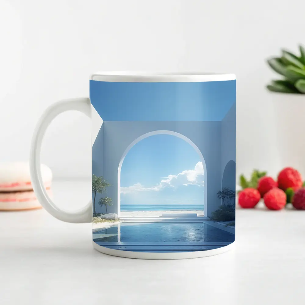 White Arch Pool Overlooking Blue Ocean – Mugs